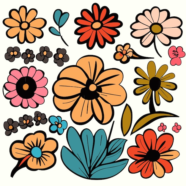 Elementos florales vectoriales para diseño gráfico