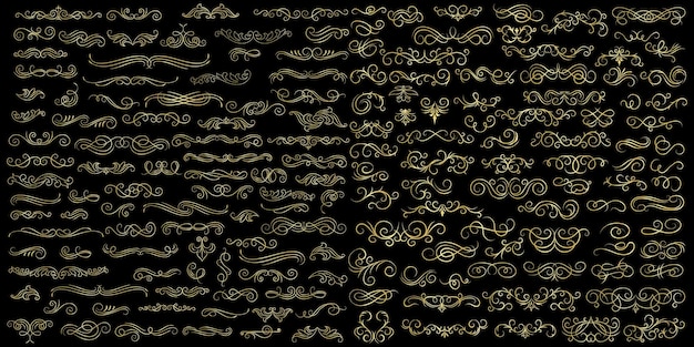 Elementos florales vintage dorados decoración de estilo art déco Elementos gráficos vectoriales para el diseño vectorial