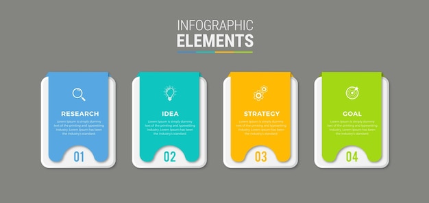 Vector elementos de flujo de diseño infográfico empresarial de gráfico de pasos