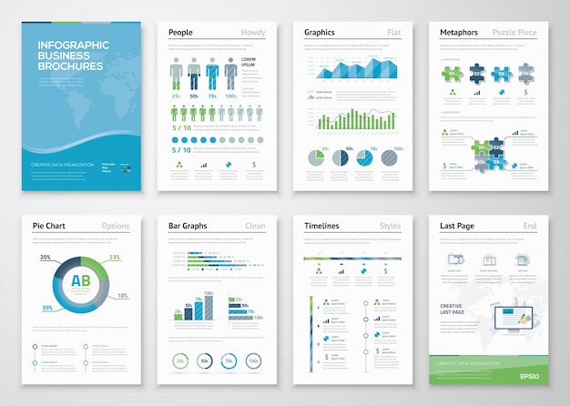 Elementos del folleto infographics para la visualización de datos empresariales