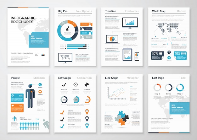 Elementos de folletos infográficos para la visualización de datos empresariales