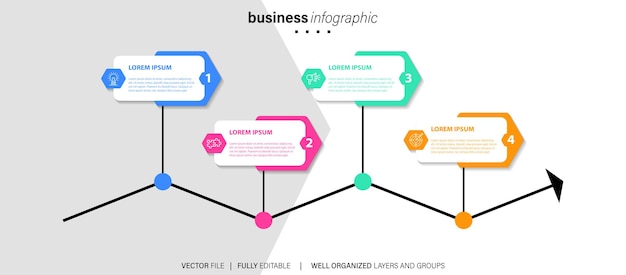 Elementos de folletos vectoriales infográficos para ilustración empresarial en estilo moderno