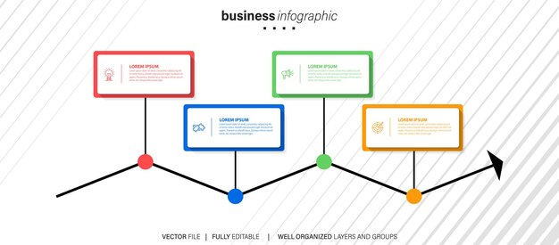 Elementos de folletos vectoriales infográficos para ilustración empresarial en estilo moderno