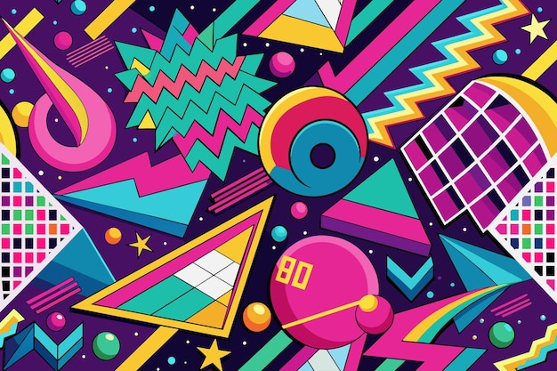 Los elementos de fondo de los años 80 colores brillantes