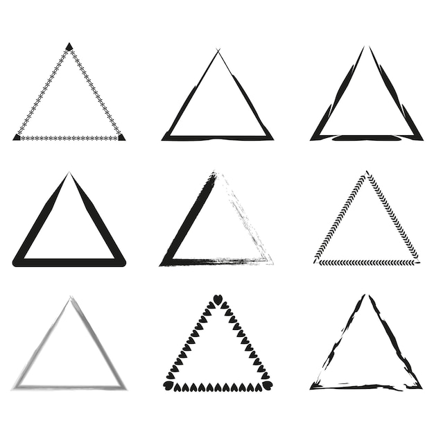 Elementos en forma de triángulo de tinta de pincel Ilustración vectorial EPS 10