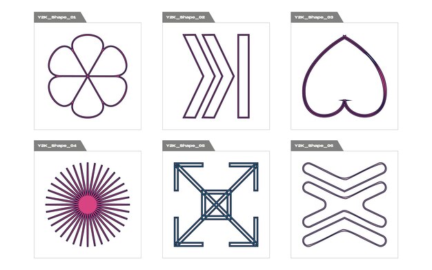 Elementos futuristas retro para el diseño Adornos gráficos futuristas retro Para camisetas modernas diseñadas