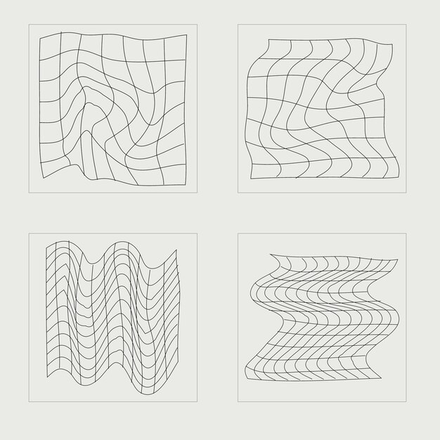Elementos futuristas retro para el diseño Figuras posmodernas geométricas de moda Plantillas para carteles de notas
