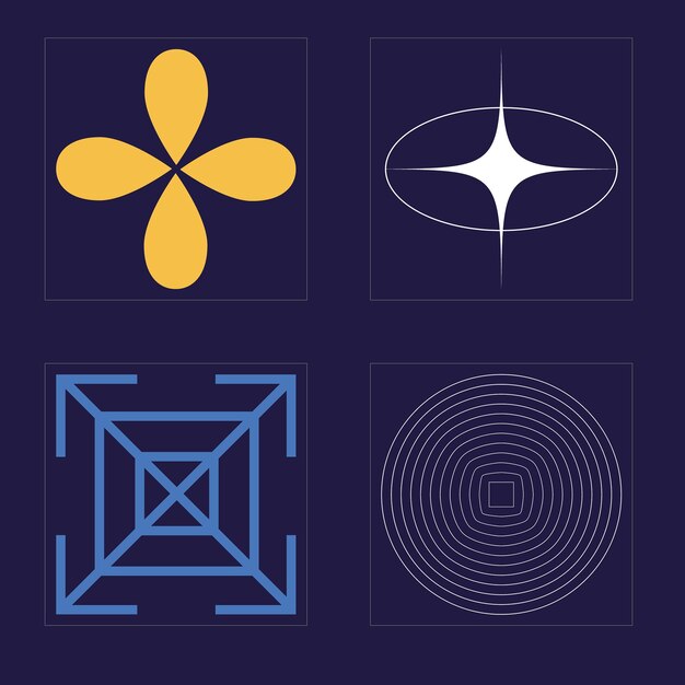 Elementos futuristas retro para el diseño Gran colección de símbolos geométricos gráficos abstractos Elementos Cyberpunk