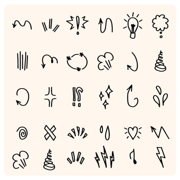 Elementos de garabateo simples dibujados a mano Esbozo de línea vectorial de burbujas de habla Arco de subrayado de énfasis