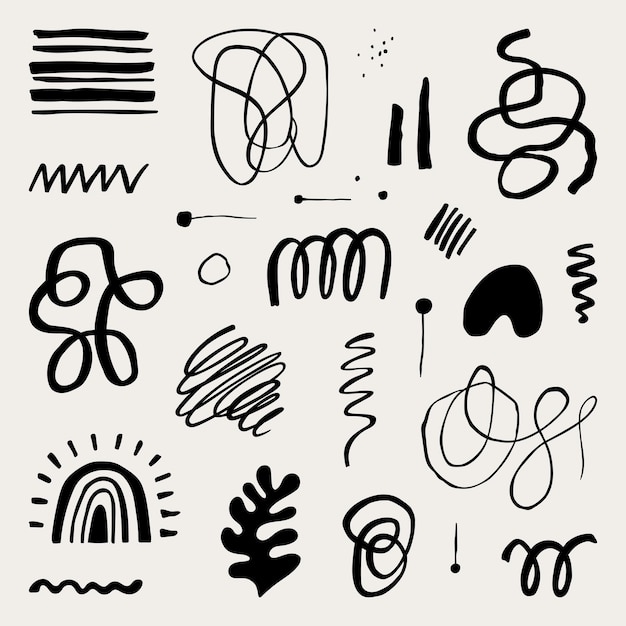 Vector elementos de garabatos abstractos para el diseño de patrones de logotipos de carteles impresos conjunto de formas vectoriales modernas