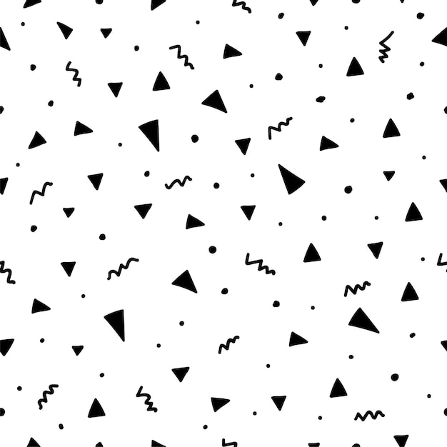 Elementos geométricos en blanco y negro patrón de estilo Memphis fondo