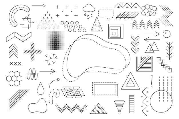 Elementos geométricos de Memphis para el diseño Ilustración vectorial para la promoción de plantillas publicitarias de carteles de venta web
