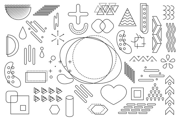 Elementos geométricos de Memphis para el diseño Ilustración vectorial para la promoción de plantillas publicitarias de carteles de venta web