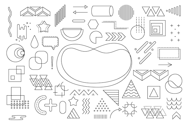 Elementos geométricos de Memphis para el diseño Ilustración vectorial para la promoción de plantillas publicitarias de carteles de venta web