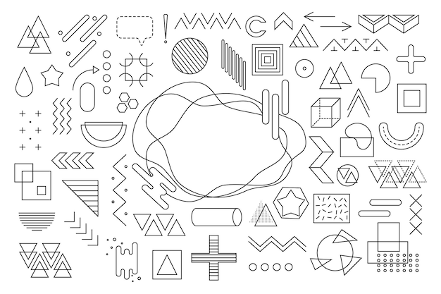 Elementos geométricos de Memphis para el diseño Ilustración vectorial para la promoción de plantillas publicitarias de carteles de venta web