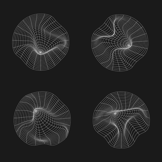 Elementos geométricos retro minimalistas modernos en fondo negro Vector de moda