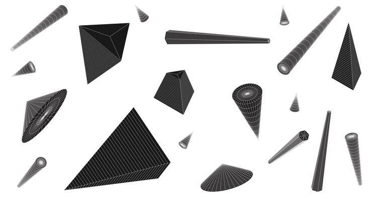 Vector los elementos geométricos del y2k forman la colección al estilo cyberpunk