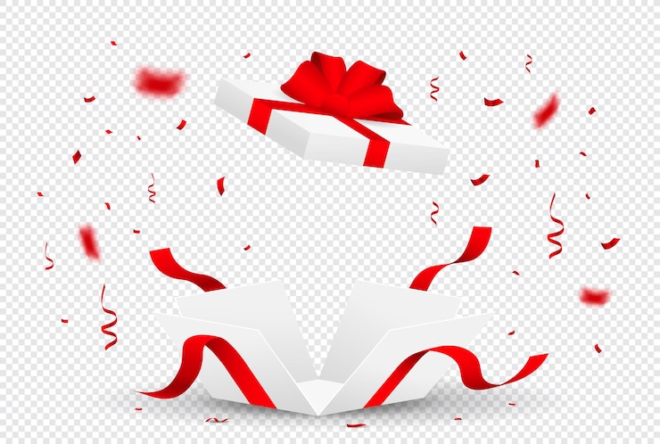 Vector elementos gráficos de caja abierta realistas carteles y pancartas para el regalo de lotería del sitio web para usuarios regulares
