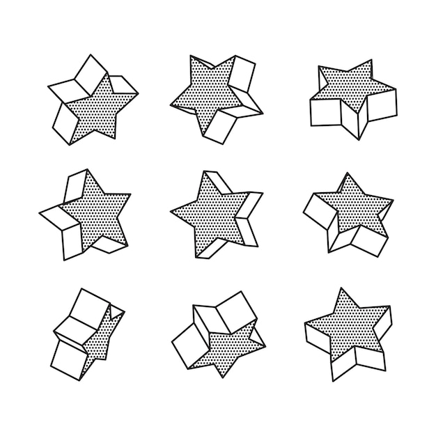 Elementos gráficos de estrellas 3d para el vector de diseño de estilo Pop Art