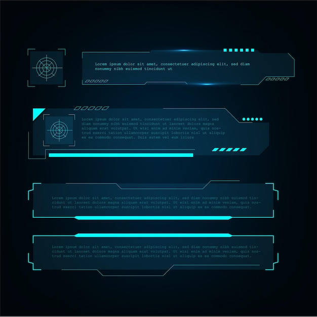 Elementos de hud, elementos futuristas interfaz de monitor de pantalla de usuario ilustración vectorial