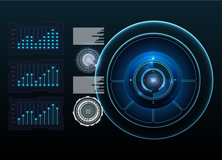 Vector elementos de hud, gráfica. elementos de visualización de cabeza arriba