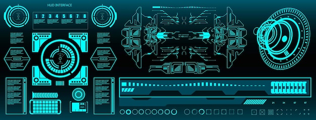 Elementos de HUD mega set pack Tablero de instrumentos pantalla verde pantalla de tecnología de realidad virtual