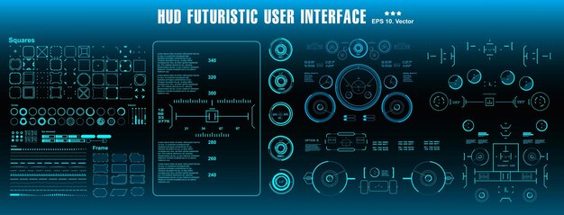 Elementos de hud mega set pack tablero de instrumentos pantalla verde pantalla de tecnología de realidad virtual