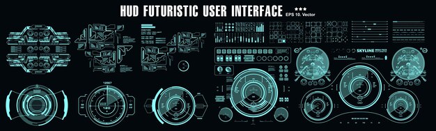Elementos de HUD paquete de mega conjunto Pantalla de tablero Pantalla de tecnología de realidad virtual Interfaz de usuario futurista
