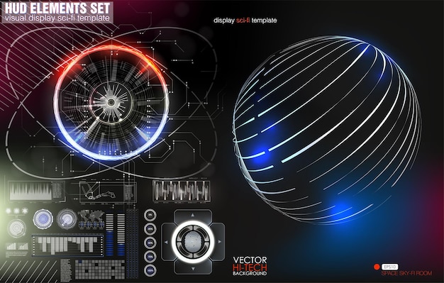 Elementos de hudgráficoilustración vectorialelementos de visualización frontal para la web