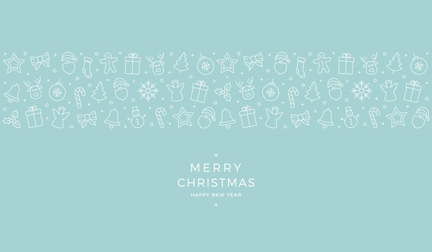 elementos de icono de felices navidades tarjeta de la frontera