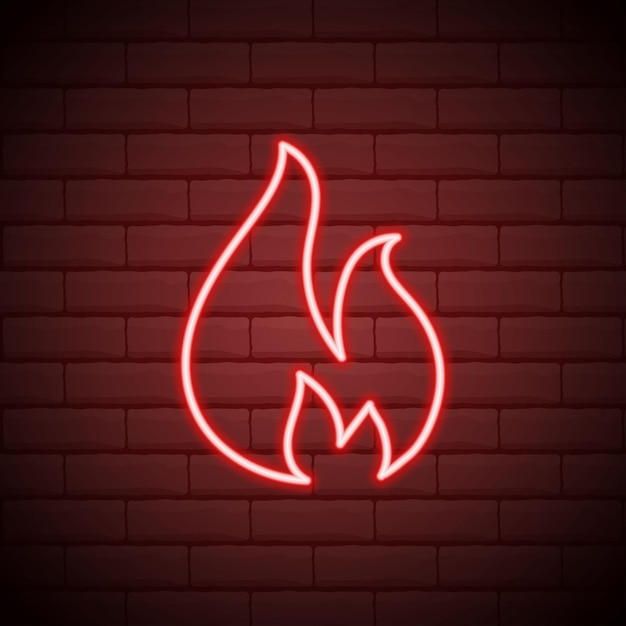 Elementos de icono de fuego de neón en iconos de estilo neón icono de llama de neón simple para sitios web diseño web aplicación móvil