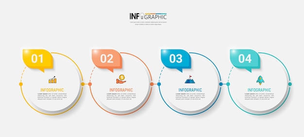 Elementos de infografía con 4 pasos.