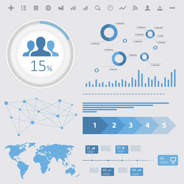 Vector elementos de infografía analítica, sobre fondo blanco