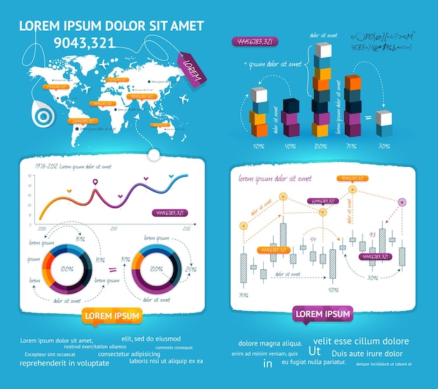 Vector elementos de infografía con botones y menús ilustración vectorial