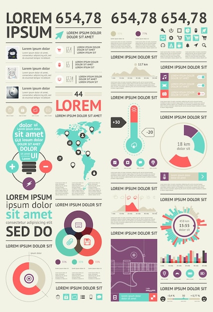 Vector elementos de infografía con botones y menús ilustración vectorial