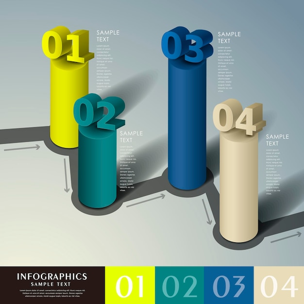 Elementos de infografía de cilindro 3d abstracto realista