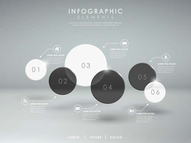 Elementos de infografía círculo translúcido brillante abstracto moderno