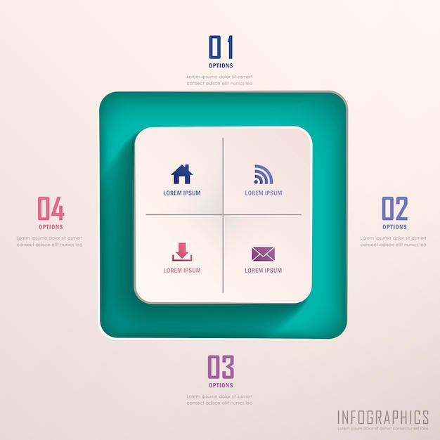 Elementos de infografía cuadrados 3d abstractos realistas