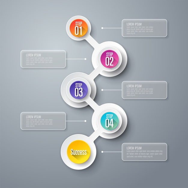 Elementos de infografía empresarial de 4 pasos para la presentación.