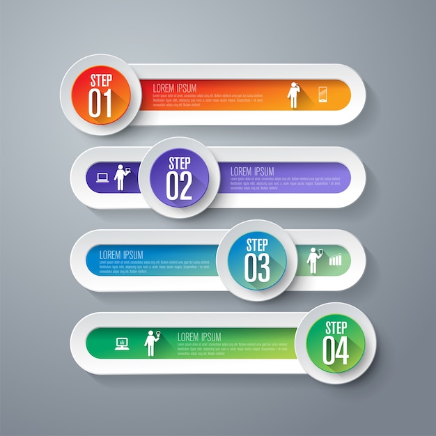 Elementos de infografía empresarial de 4 pasos para la presentación