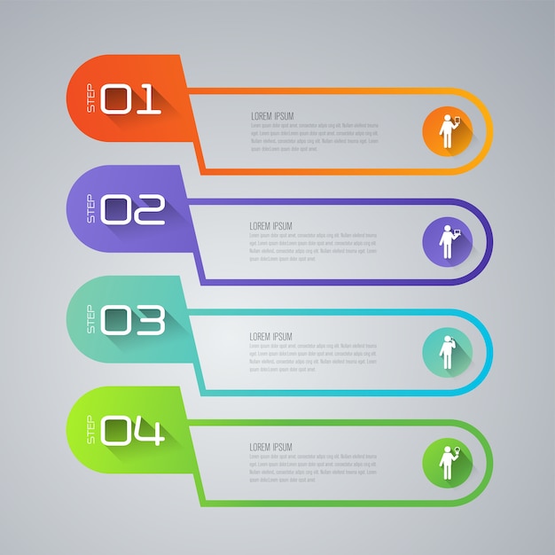 Elementos de infografía empresarial de 4 pasos para la presentación