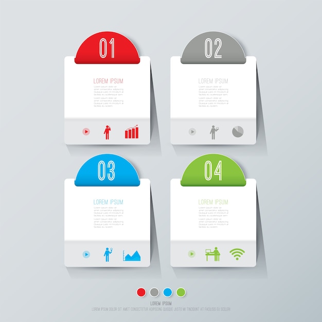 Elementos de infografía empresarial de 4 pasos para la presentación.