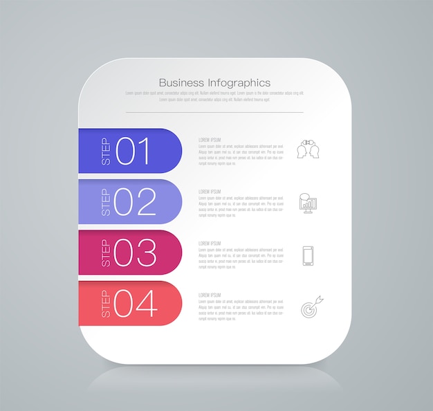 Elementos de infografía empresarial de 4 pasos para la presentación