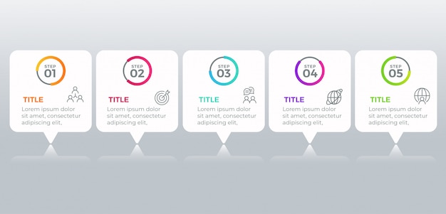 Elementos de infografía empresarial de 5 pasos
