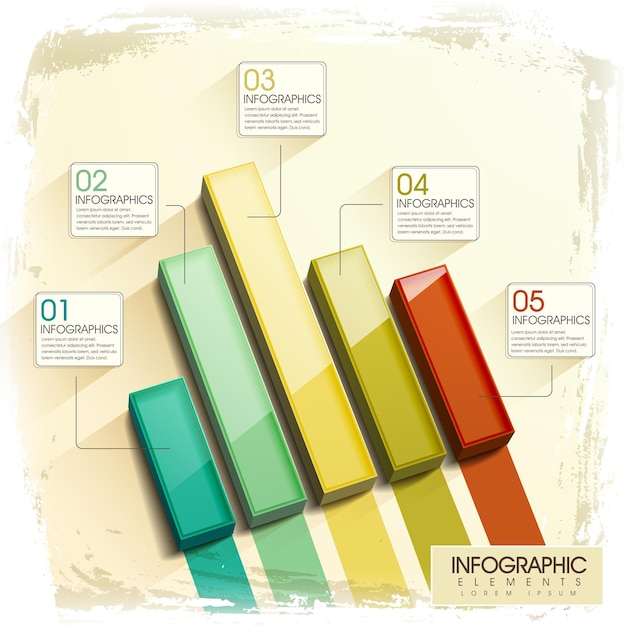 Vector elementos de infografía de gráfico de barras 3d brillante moderno