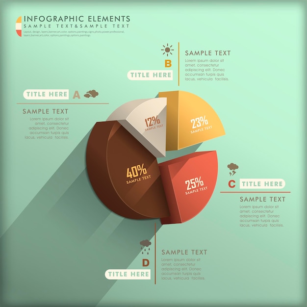 Elementos de infografía de gráfico circular 3d abstracto realista