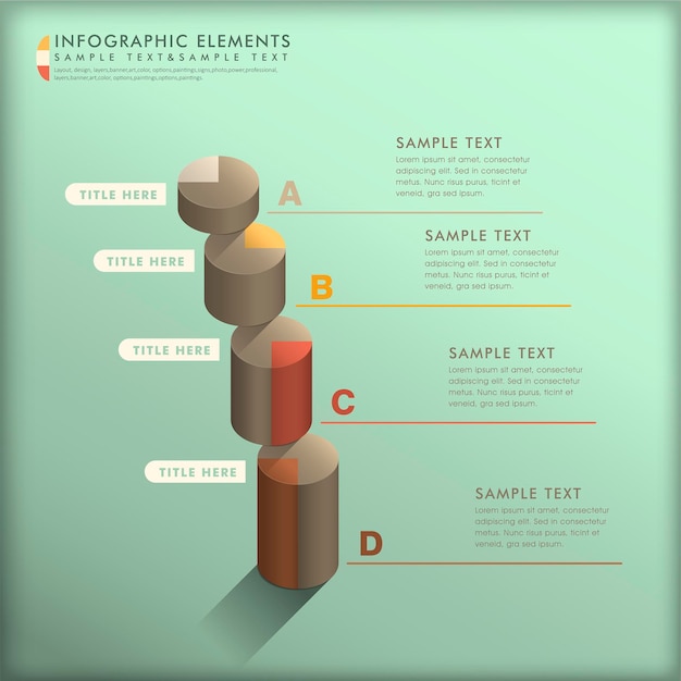 Elementos de infografía de gráfico circular 3d abstracto realista