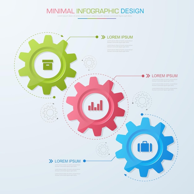 Vector elementos de infografía con icono de negocio en proceso de fondo a todo color o diagramas de flujo de trabajo de pasos y opciones ilustración de elemento de diseño vectorial eps10