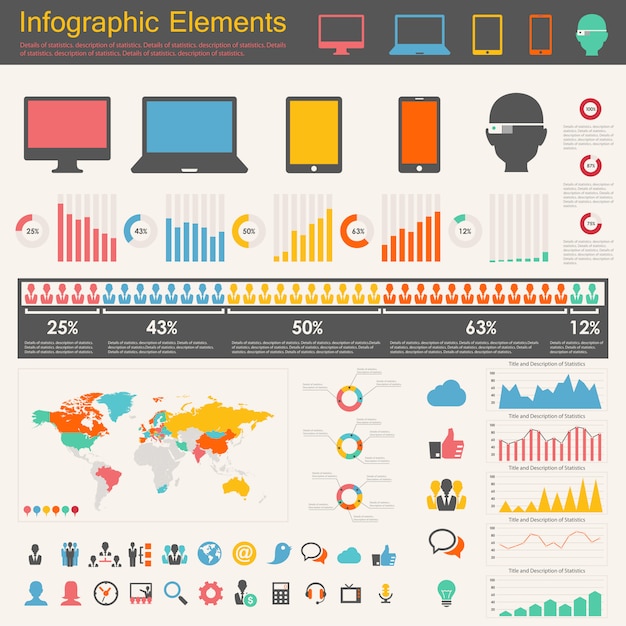 Vector elementos de infografía de la industria de ti