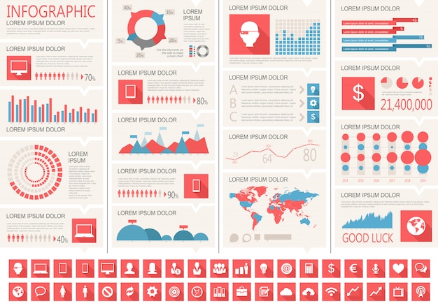 Elementos de infografía de la industria de TI